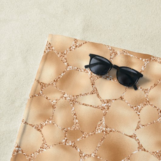 Serviette De Plage Peach Gold Parties scintillant Glam Sparkle Giraff (En situation)