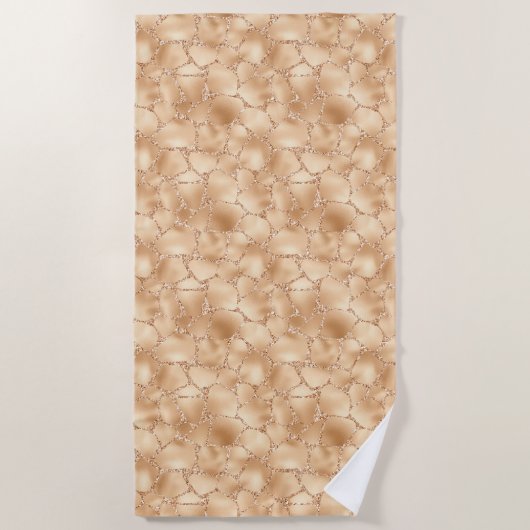 Serviette De Plage Peach Gold Parties scintillant Glam Sparkle Giraff (Devant)