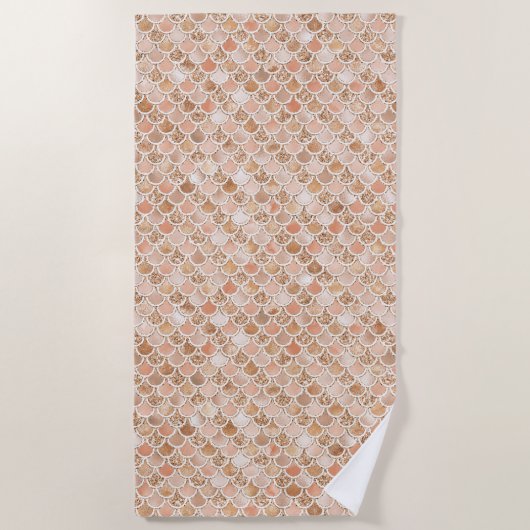 Serviette De Plage Peach Rose Blush Gold Parties scintillant Sirène (Devant)