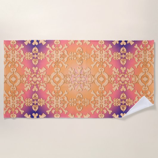 Serviette De Plage Peach Sunset Royal Damask (Devant)