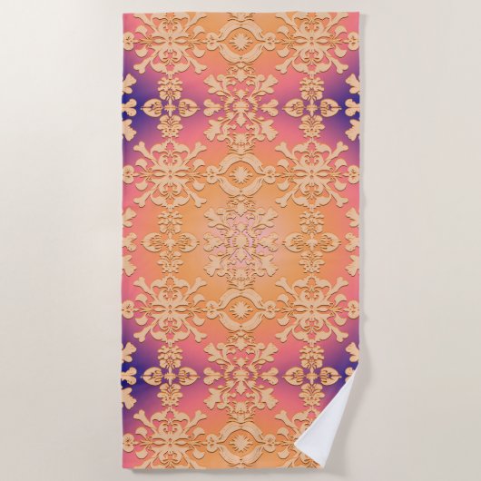 Serviette De Plage Peach Sunset Royal Damask (Devant)