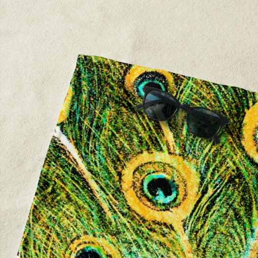 Serviette De Plage Peacock et poulets Art nouveau néerlandais (En situation)