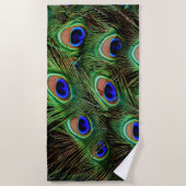 Serviette De Plage Peacock Feathers Bleu Turquoise Photographie color (Devant)