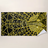 Serviette De Plage Peacock Gold Art Nouveau (Devant)