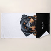 Serviette De Plage Peaking rottweiler chien drôle mignon chien propri (Devant)
