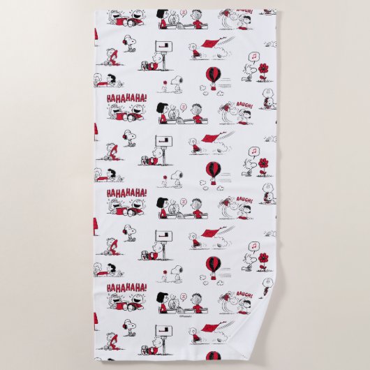 Serviette De Plage PEANUTS | Motif rouge et noir (Devant)