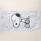 Serviette De Plage PEANUTS | Snoopy on Black White Comics (Devant)