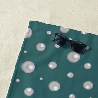 Serviette De Plage Pearl Pattern on Transformative Teal Background