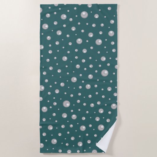 Serviette De Plage Pearl Pattern on Transformative Teal Background (Devant)