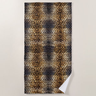 Serviette De Plage Peau de serpent noir Brown or
