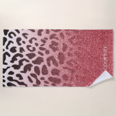 Serviette De Plage Peau léopard de Parties scintillant rose (Devant)