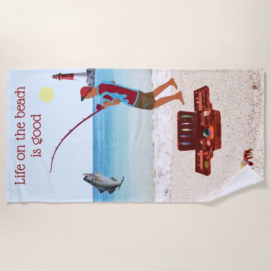 Serviette De Plage Pêche au surfcasting (Devant)