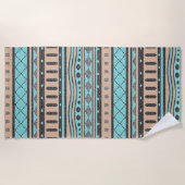 Serviette De Plage Pêche Et Motif Tribal Turquoise (Devant)