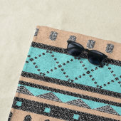 Serviette De Plage Pêche Et Motif Tribal Turquoise (En situation)