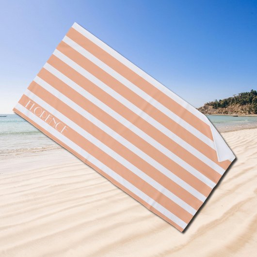 Serviette De Plage pêche fuzz & rayures de cabane blanche personnalis