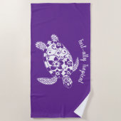 Serviette De Plage Pêcheur de tortue hawaïenne esthétique violet (Devant)