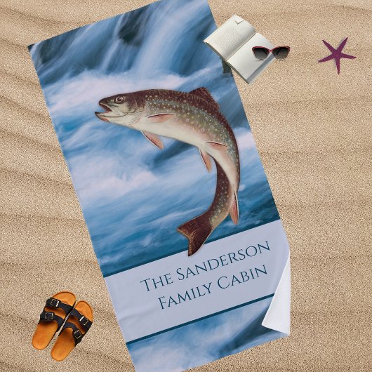 Serviette De Plage Pêcheurs Voler Pêche Mouches Rainbow Trout Blue