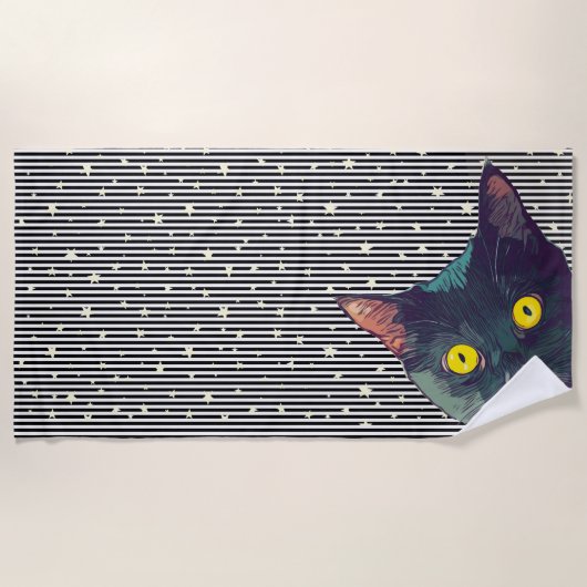 Serviette De Plage Peeking Cat Design Plage Serviette (Devant)