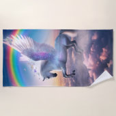 Serviette De Plage Pégase avec arc-en-ciel (Devant)
