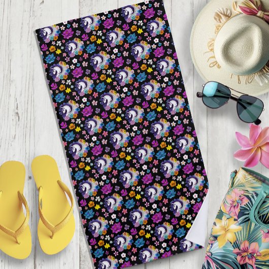 Serviette De Plage Pegasus Black Floral