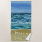 Serviette de plage peinte à la main "Beach Please" (Devant)