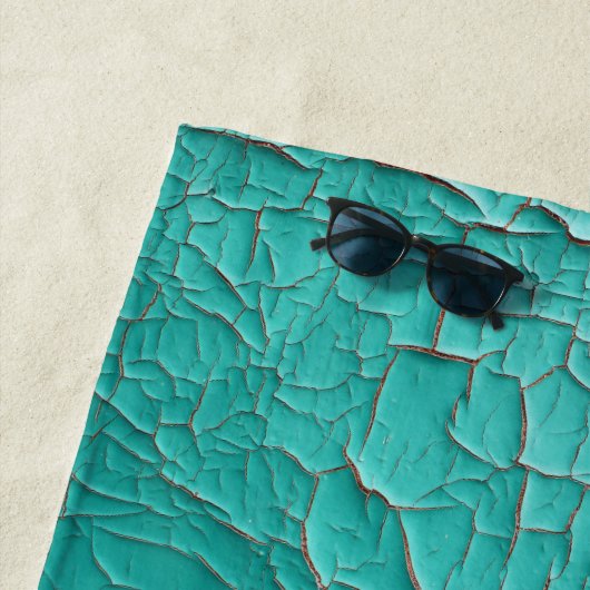 Serviette De Plage Peinture à écaillage rustique bleu turquoise vert (En situation)