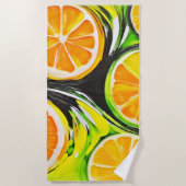 Serviette De Plage Peinture d'agrumes dynamique (Devant)