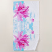 Serviette De Plage Peinture d'aquarelle rose Lotus (Devant)