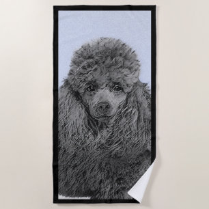 Serviette De Plage Peinture de caniche Miniature Jouet noir Art origi