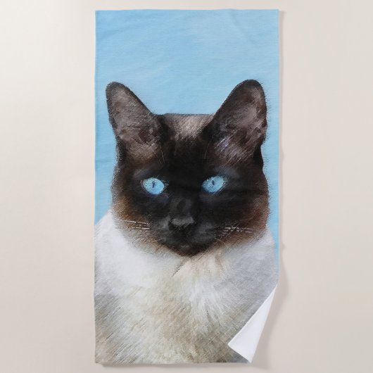 Serviette De Plage Peinture de chats de Siamese - Cute Original Cat A (Devant)