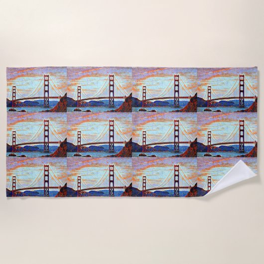 Serviette De Plage Peinture de golden gate bridge (Devant)