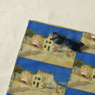 Serviette De Plage Peinture de la Maison Jaune avec Ciel Bleu de Van