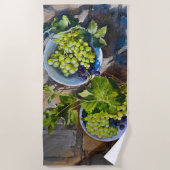 Serviette De Plage Peinture de nature morte de raisin vert (Devant)
