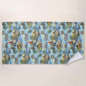 Serviette De Plage Peinture de vie d'un pirate par style numérique (Devant)