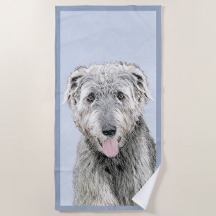 Serviette De Plage Peinture de Wolfhound irlandais - Joli art origina