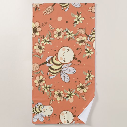 Serviette De Plage Peinture des abeilles (Devant)