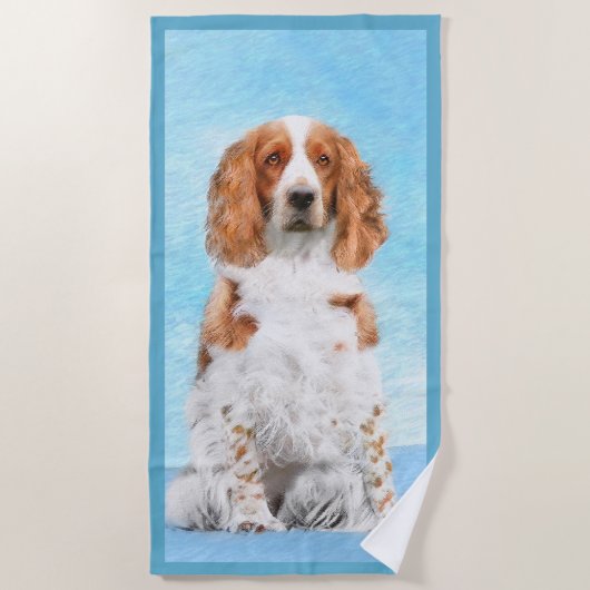 Serviette De Plage Peinture d'espagnol Welsh Springer - Art original  (Devant)