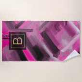 Serviette De Plage Peinture et typographie d'art Abstrait rose chaud (Devant)