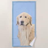 Serviette De Plage Peinture Golden Retriever - Joli art original chie (Devant)