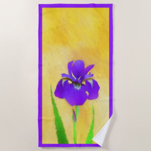 Serviette De Plage Peinture Iris à pois pourpre - Chien original mign