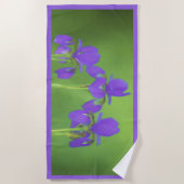 Serviette De Plage Peinture Iris Violet - Art Fleur Originale (Devant)