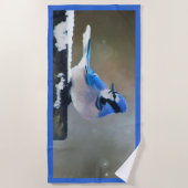 Serviette De Plage Peinture Jay Bleu - Art Oiseau Original (Devant)