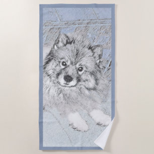Serviette De Plage Peinture Keeshond Beth - Joli art original chien