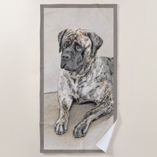 Serviette De Plage Peinture mastiff anglaise (Brindle) - Dog Art (Devant)