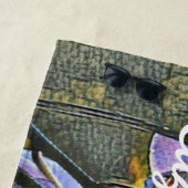 Serviette De Plage Peinture moderne d'une orchidée violette rose (En situation)