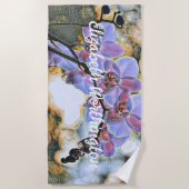 Serviette De Plage Peinture moderne d'une orchidée violette rose (Devant)