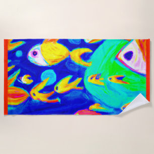 Serviette De Plage Peinture Motif De Poisson Colorée. Commandez dès m
