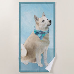 Serviette De Plage Peinture norvégienne Buhund - jolie art original c