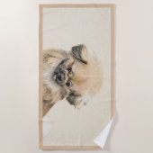 Serviette De Plage Peinture Pekingese - Cute Original Chien Art (Devant)