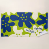 Serviette De Plage Peinture personnalisée Fleur Bleue et Verte Enterr (Devant)